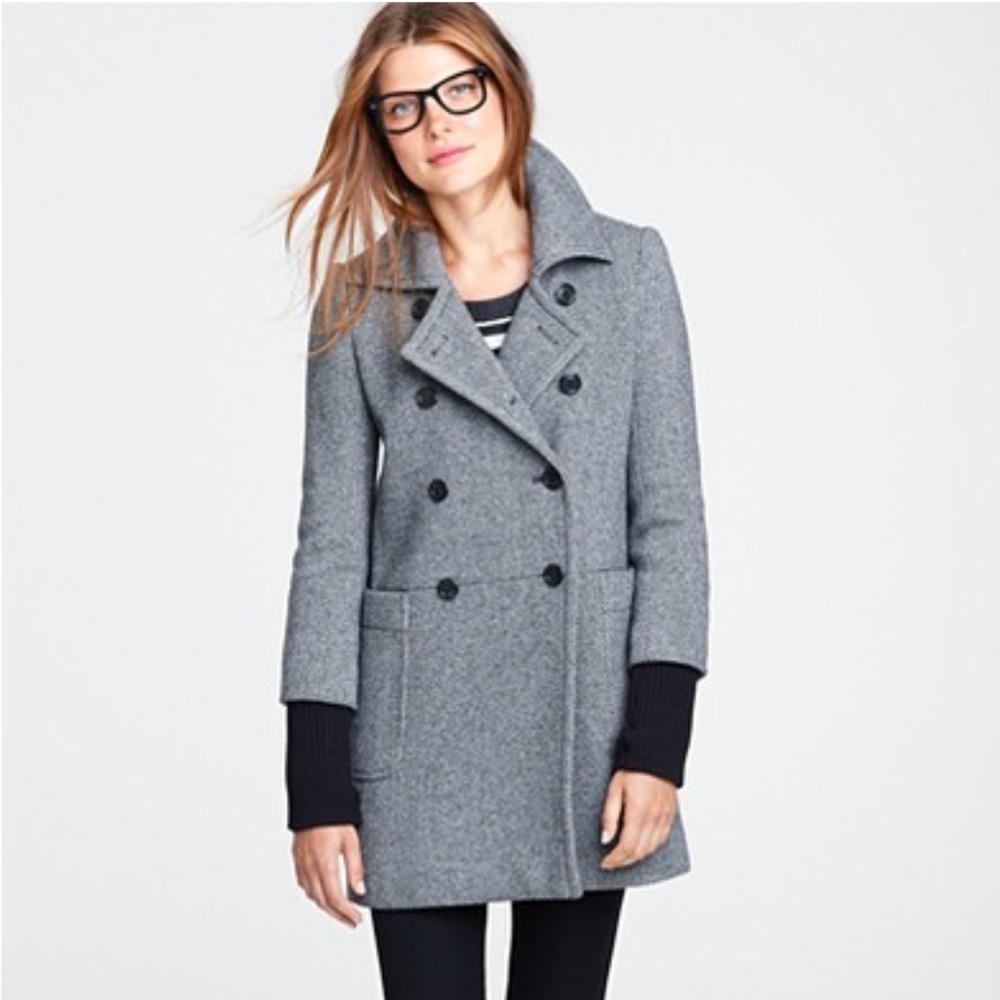 J. Crew MSRP $358 Academy Coat in Herringbone Stadium Cloth Nello Gori Size 10